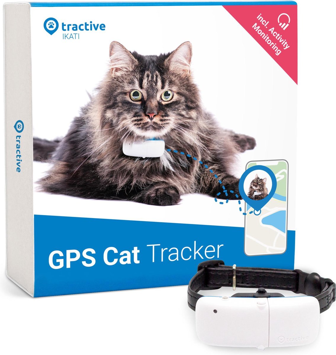 Tractive IKATI GPS tracker kat Editie 2020. Kat gps-tracker voor elke kattenhalsband - met activite