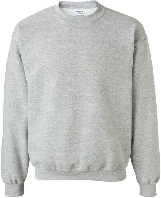 Sweatshirt gris Gildan à manches longues et col rond.