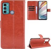 Voor Motorola Moto G40 Fusion/Moto G60 Crazy Horse Textuur Horizontale Flip Lederen Case met Houder & Kaartsleuven & Lanyard (Bruin)