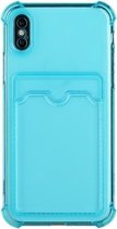 TPU-valbestendige beschermende achterkant met kaartsleuf voor iPhone XS / X (babyblauw)