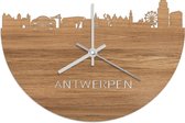 Skyline Klok Antwerpen Eikenhout - Ø 40 cm - Woondecoratie - Wand decoratie woonkamer - WoodWideCities