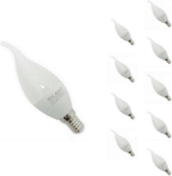 E14 LED Flame lamp 8W 220V Ø38mm (10 stuks) - Wit licht - Overig - Pack de 10 - Wit Neutre 4000K - 5500K - SILUMEN