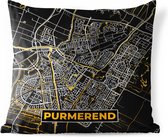Buitenkussen - Stadskaart - Purmerend - Goud - Zwart - 45x45 cm - Weerbestendig - Plattegrond