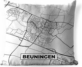 Sierkussen Buiten - Stadskaart - Beuningen - Grijs - Wit - 60x60 cm - Weerbestendig - Plattegrond