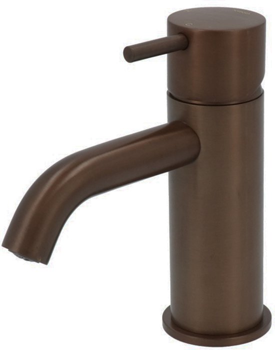 Hotbath Inbouw Wastafelkraan Hotbath Cobber 25cm Gebogen Uitloop 1-Hendel Verouderd Messing - Megadump Tiel