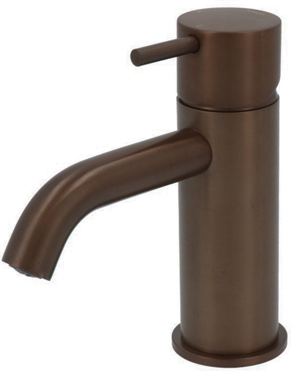 Hotbath Cobber - Wastafelmengkraan - zonder Waste - Laag - Bruin - Opbouw - Messing - V01