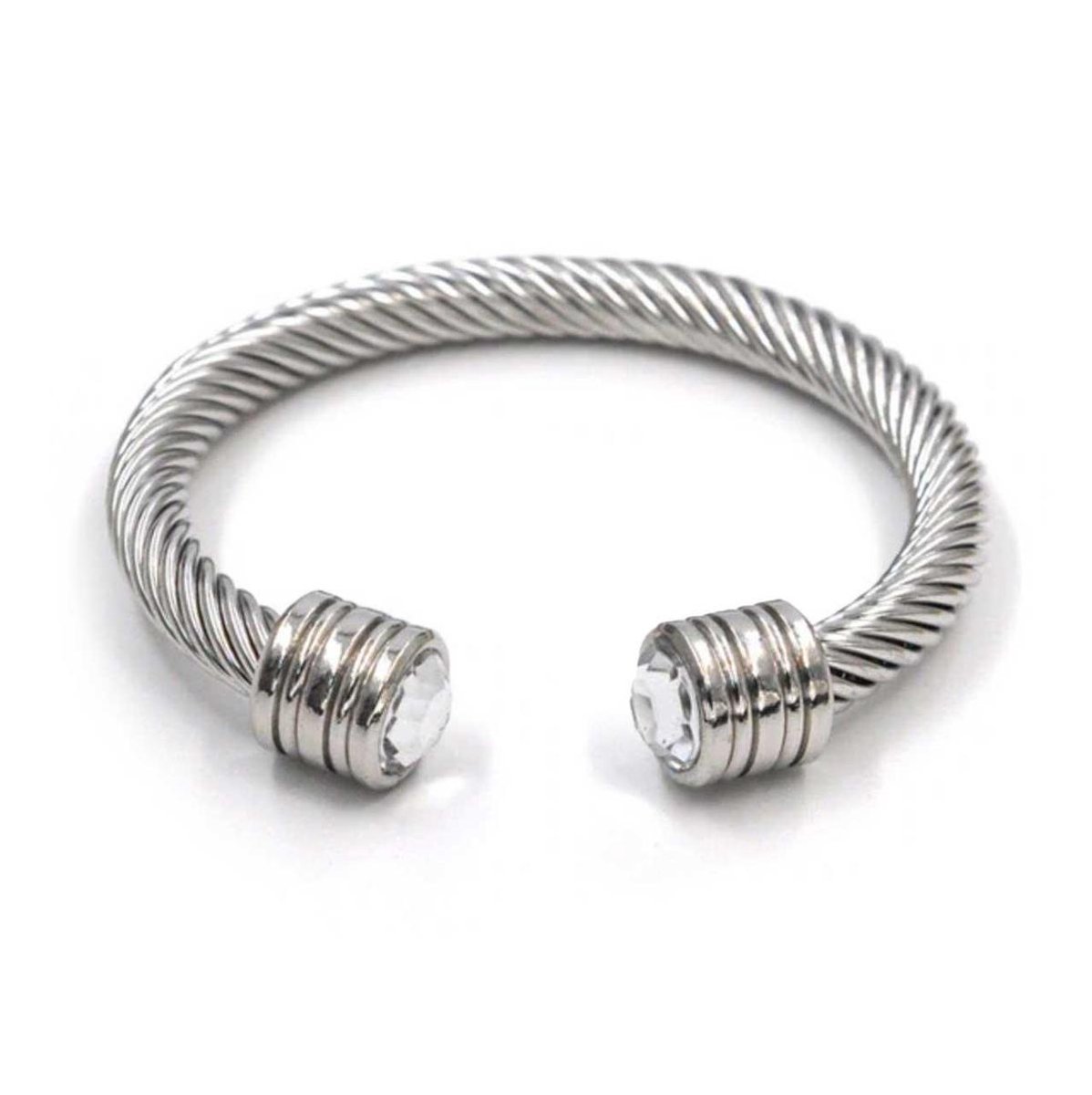 Skyr Bracelet - Diamond stoned - Silver Steel - 16cm - 23cm uitrekbaar - Heren armband - Cadeau voor man - vader cadeautjes - Sieraden voor mannen