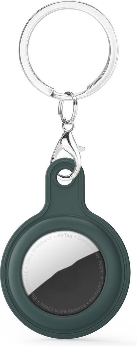 By Qubix - AirTag case gel series - sleutelhanger met ring - olijfgroen