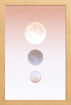 JUNIQE - Poster in houten lijst Moon Triplet -40x60 /Bruin & Oranje