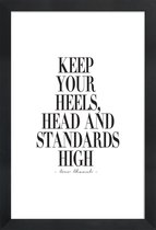 JUNIQE - Poster in houten lijst Keep Your Heels, Head & Standards High