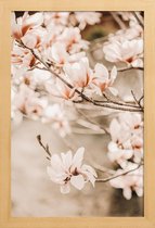 JUNIQE - Poster in houten lijst Magnolias 1 -20x30 /Bruin & Ivoor