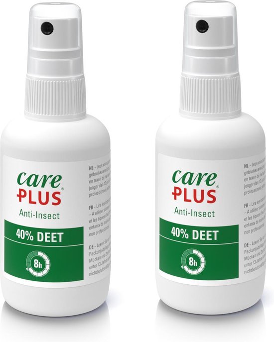 2x Care Plus Deet 40% spray 60 ml - muggenspray met deet 40% biedt tot 8  uur... | bol.com