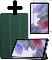 Hoes Geschikt voor Samsung Galaxy Tab A7 Lite Hoes Book Case Hoesje Trifold Cover Met Screenprotector - Hoesje Geschikt voor Samsung Tab A7 Lite Hoesje Bookcase - Donkergroen