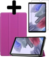 Hoes Geschikt voor Samsung Galaxy Tab A7 Lite Hoes Book Case Hoesje Trifold Cover Met Screenprotector - Hoesje Geschikt voor Samsung Tab A7 Lite Hoesje Bookcase - Paars