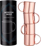 Navaris Moscow Mule Cups - Set de 4 - Tasses à Cocktail - Mug pour Moscow Mule et Cocktails - Acier Inoxydable - 4 Tasses en Cuivre