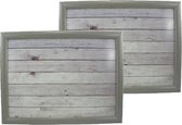 2x Schootkussens/laptrays steigerhout print 43 x 33 cm - Schoottafels - Dienbladen voor op schoot