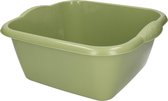 Groene afwasbak/afwasteil vierkant 15 liter 42 cm - Afwassen - Schoonmaken - legergroene teilen