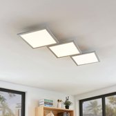 Lucande - LED plafondlamp- met dimmer - 1licht - kunststof, aluminium - H: 5 cm - wit, zilver - Inclusief lichtbron