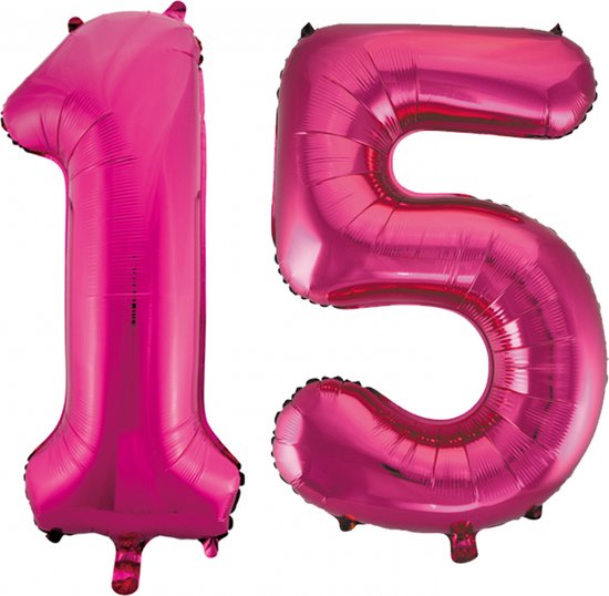 Helium roze cijfer ballonnen 15. | bol.com