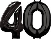 Zwarte folie ballonnen cijfers 40 jaar.