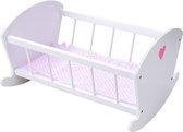 Angel Toys Poppenschommelbedje - Hout - Wit/Roze