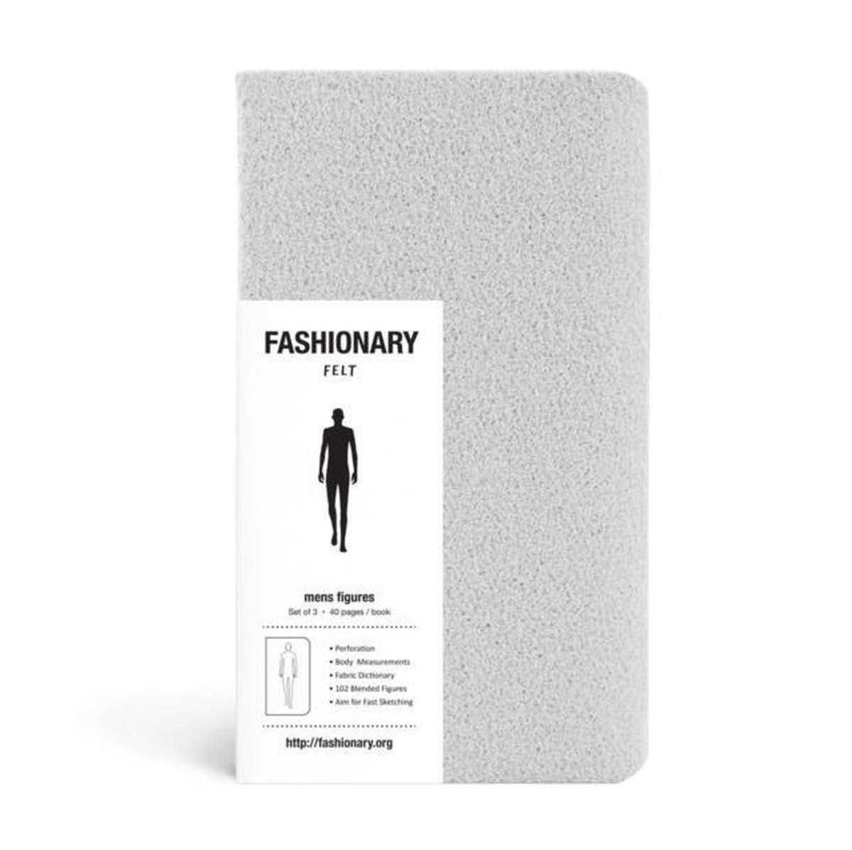 Fashionary Mini Felt Grey Mens Sketchbook A6 (Set of 3), Fashionary, 9789887710851