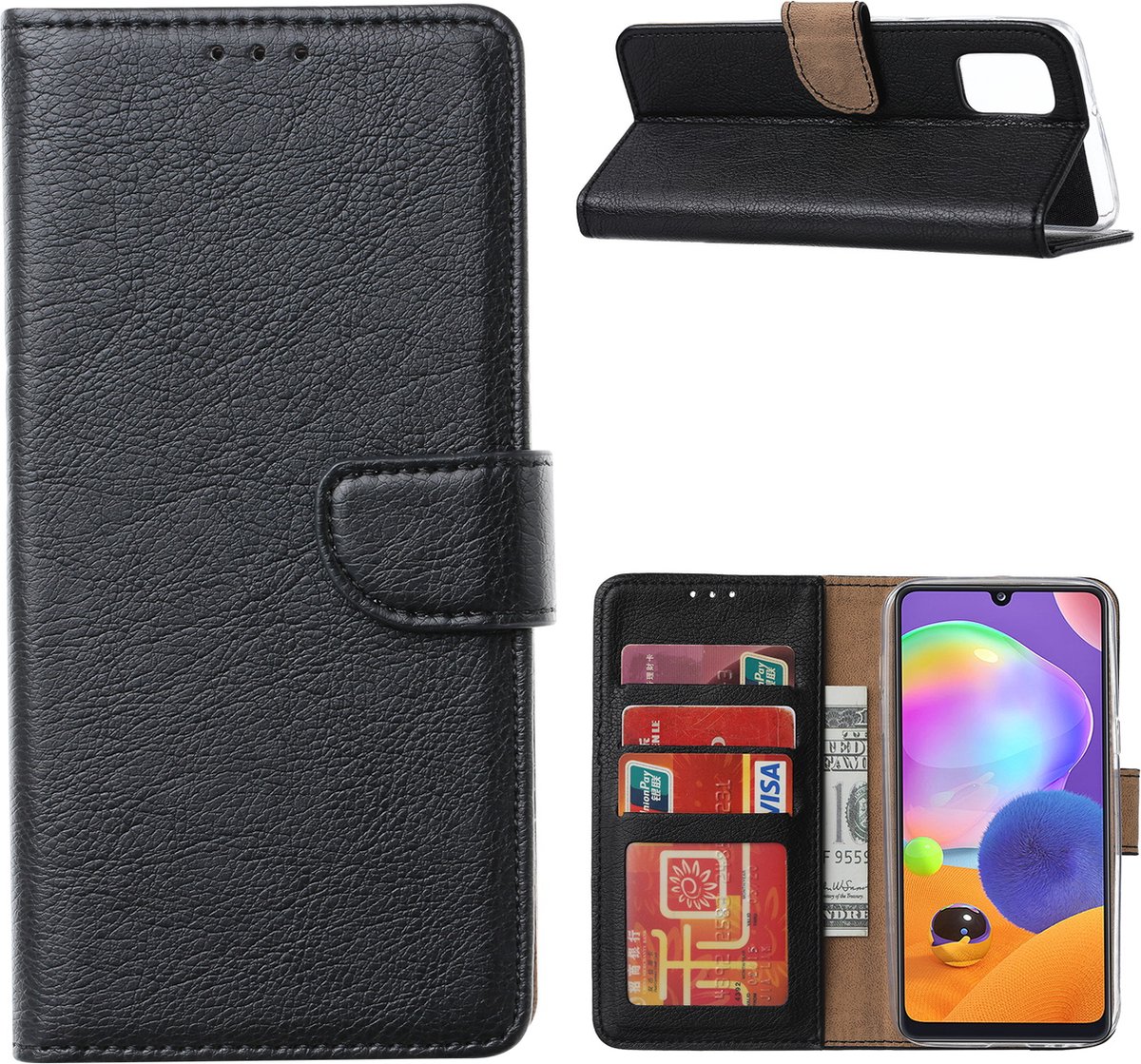 Book Cover Hoesje Samsung Galaxy A72 Zwart met Pasjeshouder