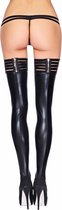 ANDES Wetlook Stripe Band Stockings - Black