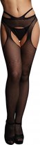 Suspender pantyhose with strappy waist - Black - O/S