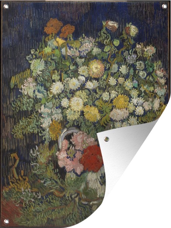 Tuin decoratie Boeket van bloemen in een vaas - Vincent van Gogh - 30x40 cm - Tuindoek - Buitenposter