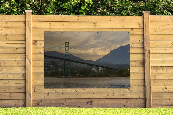 Affiche de jardin Vancouver (2) - Le Bridge Lions Gate à Vancouver pendant le coucher du soleil affiche de jardin toile en vrac 180x120 cm - Toile de jardin / Toile d'extérieur / Peintures d'extérieur (décoration de jardin) XXL / Groot format!