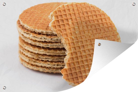 Tuinposter - Tuindoek - Tuinposters buiten - Stapel stroopwafels - 120x80 cm - Tuin