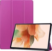 Case2go - Tablet Hoes geschikt voor Samsung Galaxy Tab S7 FE - 12.4 inch - Auto/Wake-Functie - Tri-Fold Book Case - Paars