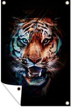 Tête de tigre sur fond noir 80x120 cm