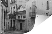 Muurdecoratie Straat in Cuba - zwart-wit - 180x120 cm - Tuinposter - Tuindoek - Buitenposter
