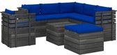 Medina 8-delige Loungeset met kussens pallet massief grenenhout