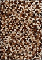 Medina Vloerkleed driehoek patchwork 120x170 cm echt leer bruin/wit