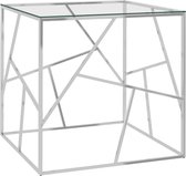 Medina Salontafel 55x55x55 cm roestvrij staal en glas zilverkleurig