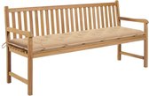 Medina Tuinbank met beige kussen 175 cm massief teakhout