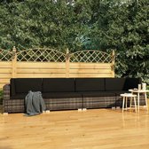 Medina 4-delige Loungeset met kussens poly rattan grijs