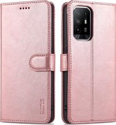 Voor OPPO A94 5G/A95 5G AZNS Huid Voelen Kalf Textuur Horizontale Flip Lederen Case met Kaartsleuven & Houder & Portemonnee (Rose Goud)