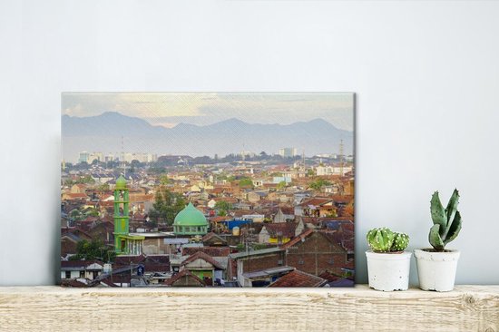 Vue aérienne de Bandung près de l'île de Java en Indonésie Toile 30x20 cm - petit - Tirage photo sur toile (Décoration murale salon / chambre)
