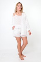 Pyjamaset ASoL Bella / wit / maat L /  top&short&kimono / pure katoen