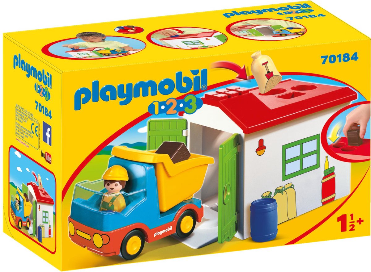 PLAYMOBIL 1.2.3 Werkman met sorteer-garage - 70184