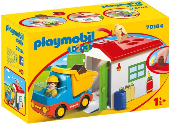 PLAYMOBIL 1.2.3 Werkman met sorteer-garage – 70184