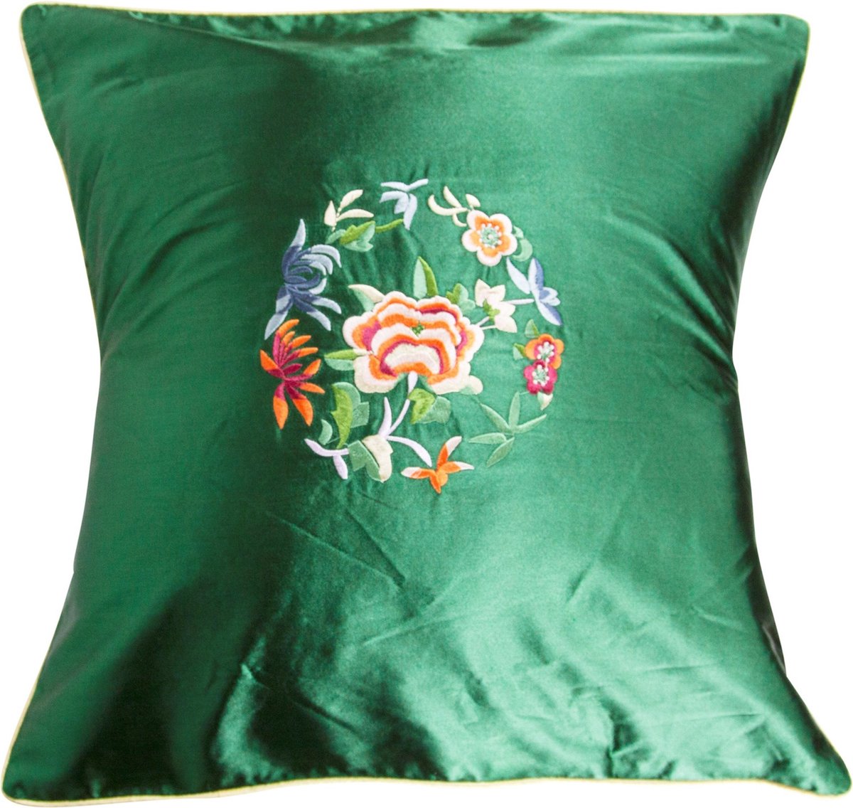 Fine Asianliving Chinese Kussen Groen Bloemen 45x45cm