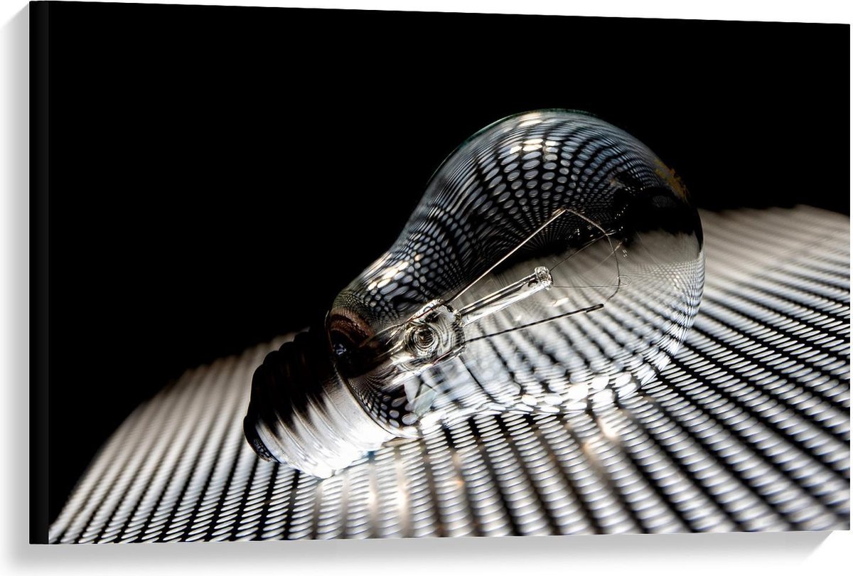 Canvas - Gloeilamp op Rooster - 90x60cm Foto op Canvas Schilderij (Wanddecoratie op Canvas