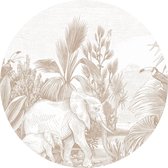 ESTAhome zelfklevende behangcirkel jungle-motief donker beige - 159077 - 0.7 x 0.7 m