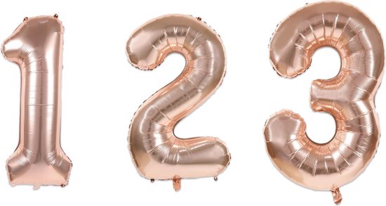 PARTYDECO - Kleine roségouden aluminium cijfer ballon - Decoratie > Ballonnen