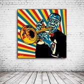 Pop Art Louis Armstrong Poster - 90 x 90 cm Fotopapier Mat 180 gr - Popart Wanddecoratie